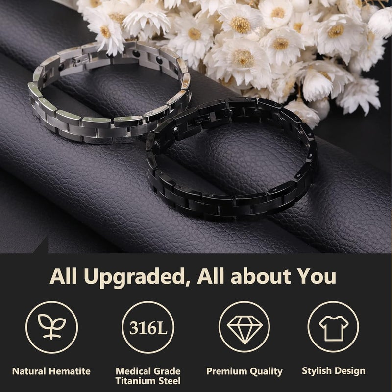 Feraco Magnetic Bracelets for Men Sleek Titanium Stainless Steel Magnetic Therapy Bracelet with Sizing Tool, Jewelry Gifts for Men (Black) - Image 3