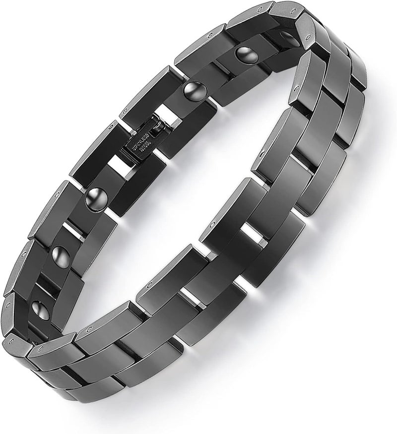 Feraco Magnetic Bracelets for Men Sleek Titanium Stainless Steel Magnetic Therapy Bracelet with Sizing Tool, Jewelry Gifts for Men (Black) - Image 1