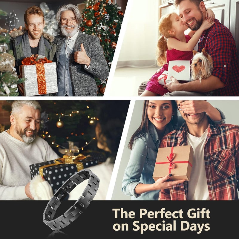 Feraco Magnetic Bracelets for Men Sleek Titanium Stainless Steel Magnetic Therapy Bracelet with Sizing Tool, Jewelry Gifts for Men (Black) - Image 4