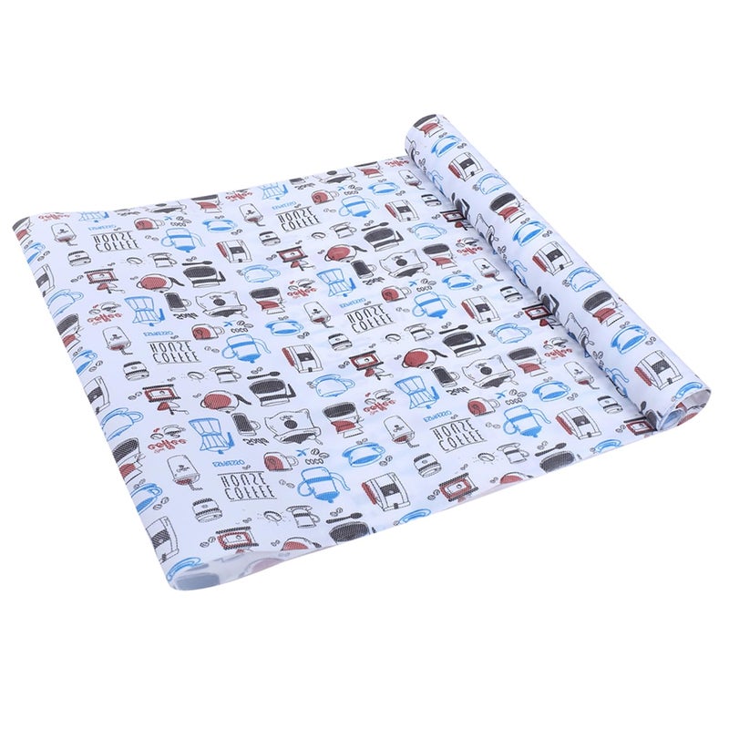 Kuber Industries Shelf Liner EVA Kitchen Cabinet Shelf Mat AntiSlip Bathroom Mat Blue Coffee House Wardrobe Mat 3 Meter White - Image 1