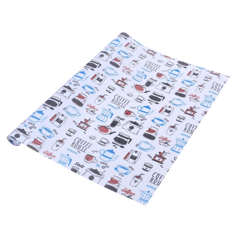 Kuber Industries Shelf Liner EVA Kitchen Cabinet Shelf Mat AntiSlip Bathroom Mat Blue Coffee House Wardrobe Mat 3 Meter White - Image 4