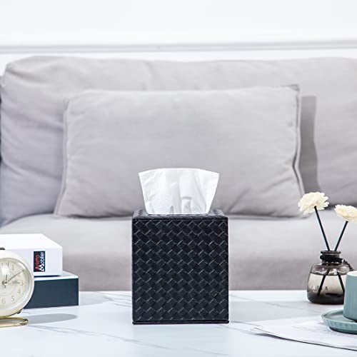 SUNYUROU Black Tissue Box Cover, Square, Tissue Box Holders for Bathroom Accessories - Image 2