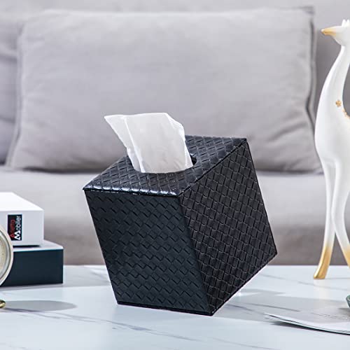 SUNYUROU Black Tissue Box Cover, Square, Tissue Box Holders for Bathroom Accessories - Image 4