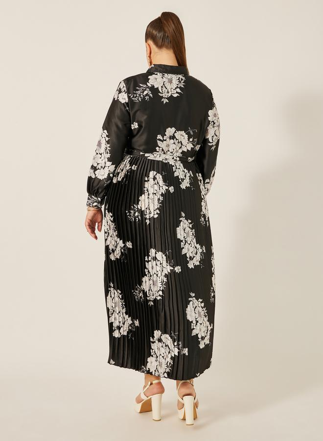 ستايلي فستان طويل بمقاس كبير وطبعة زهور - Image 5