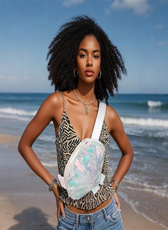 TINYAT Seashell Fanny Pack for Women Waterproof Waist Pack Cute Belt Bag with Adjustable Strap for Outdoor Party Travel,T1956 - Image 2