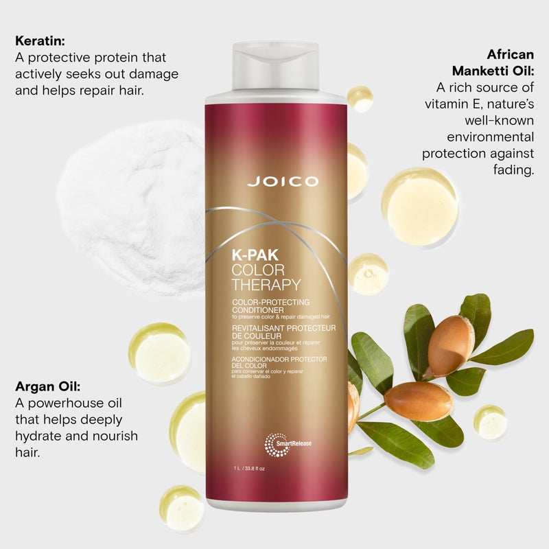 JOICO بلسم جوكو K-PAK لعلاج الألوان | لحماية الشعر الملون | يعزز اللمعان والمرونة | يصلح التكسر | يعيد بناء الشعر التالف | مع الكيراتين وزيت الأركان | 33.8 أونصة سائلة - Image 5