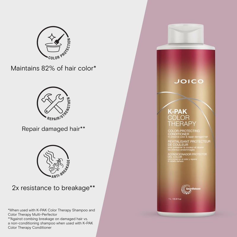JOICO بلسم جوكو K-PAK لعلاج الألوان | لحماية الشعر الملون | يعزز اللمعان والمرونة | يصلح التكسر | يعيد بناء الشعر التالف | مع الكيراتين وزيت الأركان | 33.8 أونصة سائلة - Image 3