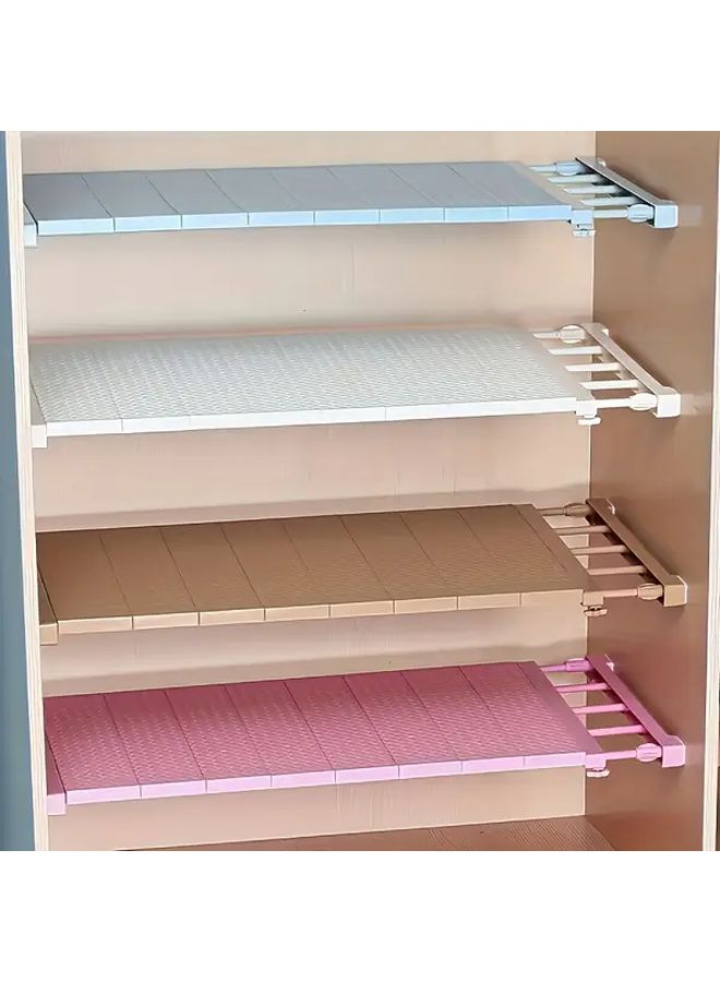 Adjustable Storage Shelf Set Of 3 White Carbon Divider And 2 Retainers Expandable For Wardrobes Kitchens Bathrooms Space Saving Durable Plastic Hanging Telescopic Mounting - Image 2