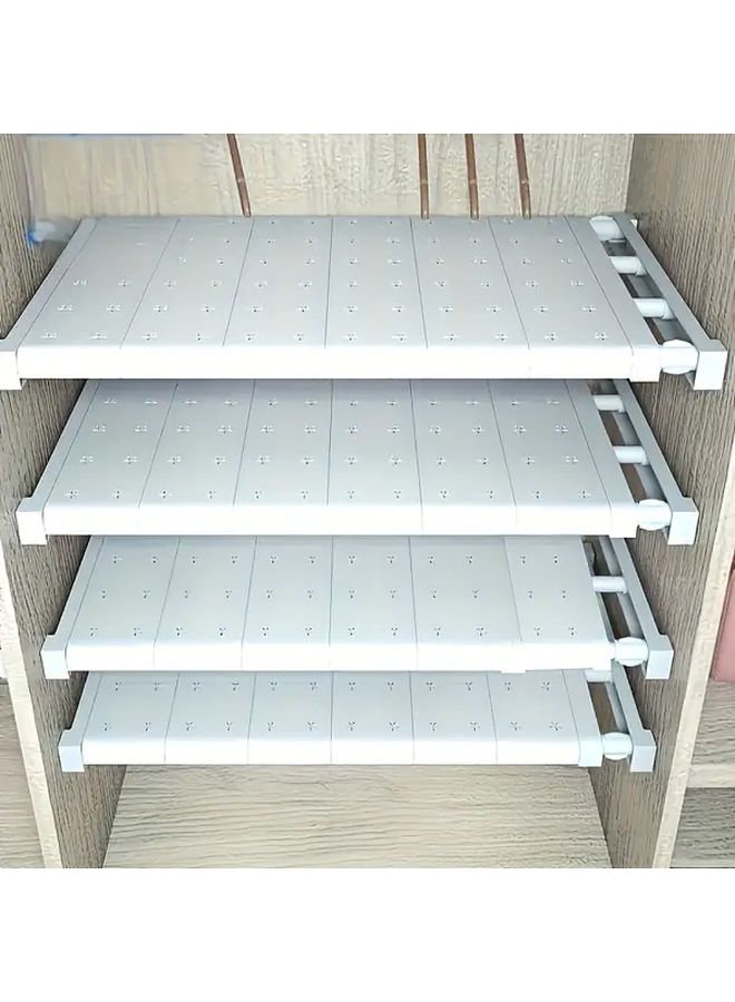 Adjustable Storage Shelf Set Of 3 White Carbon Divider And 2 Retainers Expandable For Wardrobes Kitchens Bathrooms Space Saving Durable Plastic Hanging Telescopic Mounting - Image 4