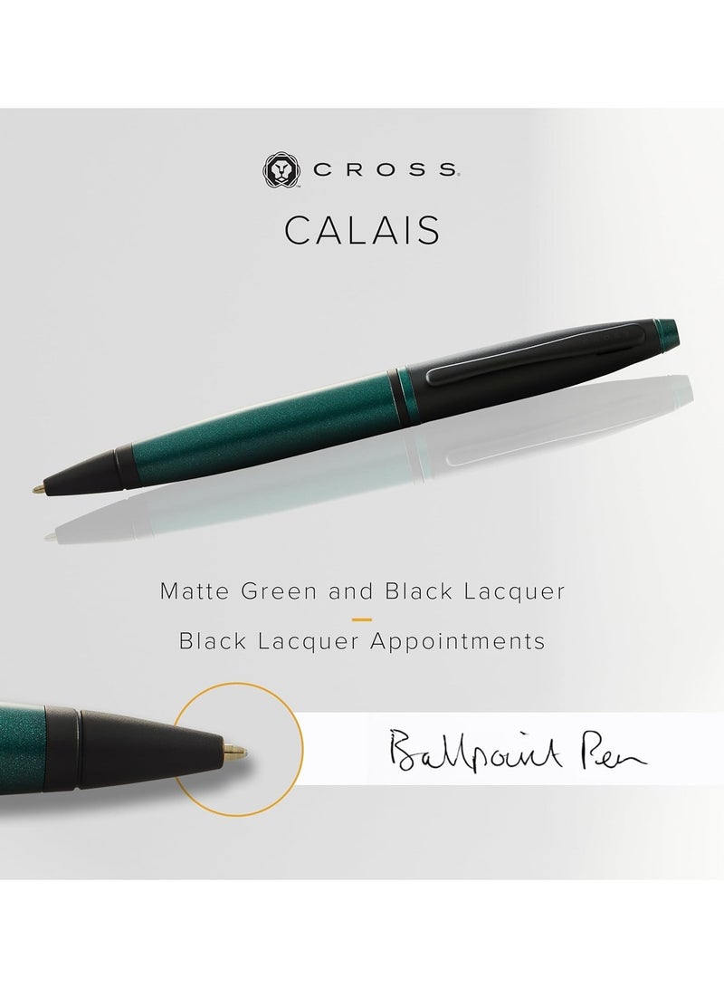 Cross 1-Piece Calais Ballpoint Pen In Gift Box Black Ink Matt Green And Black Barrel - Image 2