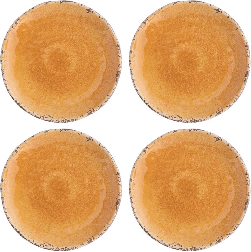 UP UPware Crackle Melamine Round Dessert Plates Small Serving Plates for Appetizer Snacks and Side Dishes Orange 6 Inch Set of 4 - Image 1