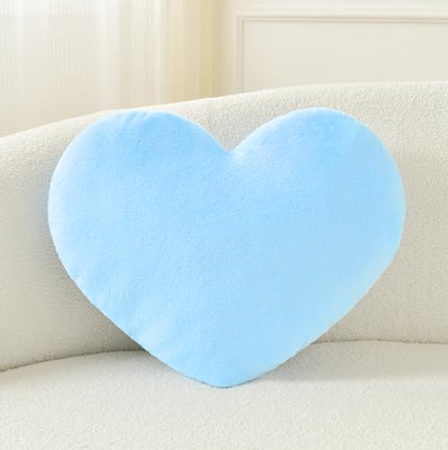 Petrella Heart Pillow Cute Fuzzy Pillows Throw Pillows for Bed Livingroom Home Decor Cushion Decorative Aesthetic Preppy Pillows BlueLarge 19x15 - Image 1