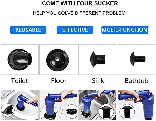 GLIVE (LABEL) Toilet Unclogger Plumbing Tools High Pressure Air Drain Blaster Cleaner Clogged Pipe Toilet Plunger, Drain Unblocker, Powerful Manual Pneumatic Dredge Equipment - Image 3