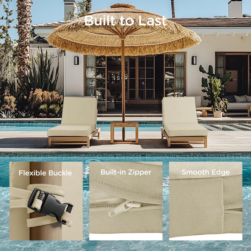 Codi Outdoor Lounge Chair Cushion, Chaise Cushions for Patio Furniture, Double Waterproof Fabric for Pool, 72 x 22.5 x 3.5 Inch 1PK Beige - Image 2