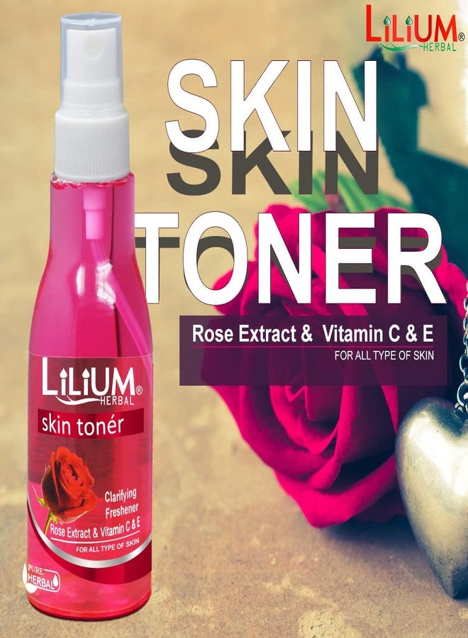 Lilium Herbal Rose Skin Toner For Glowing Skin, Hydrate, Nourish, Pore Tightening & Mild Exfoliation Suitable For All Skin Type, Oily, Dry, Sensitive & Normal, Women & Men, 100ml, Pack Of 5 - Image 2