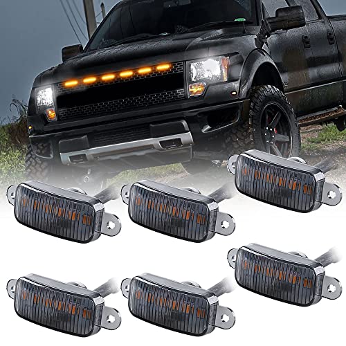 Sidaqi 6 LED 18W Amber Car Front Grille Warning Lights Amber Daytime Running Lights DRL Front Bumper Cover Lamp Fit for SUV Fo-rd F-150 Raptor 2014-2020 Waterproof - Image 1