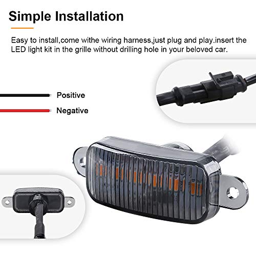 Sidaqi 6 LED 18W Amber Car Front Grille Warning Lights Amber Daytime Running Lights DRL Front Bumper Cover Lamp Fit for SUV Fo-rd F-150 Raptor 2014-2020 Waterproof - Image 4