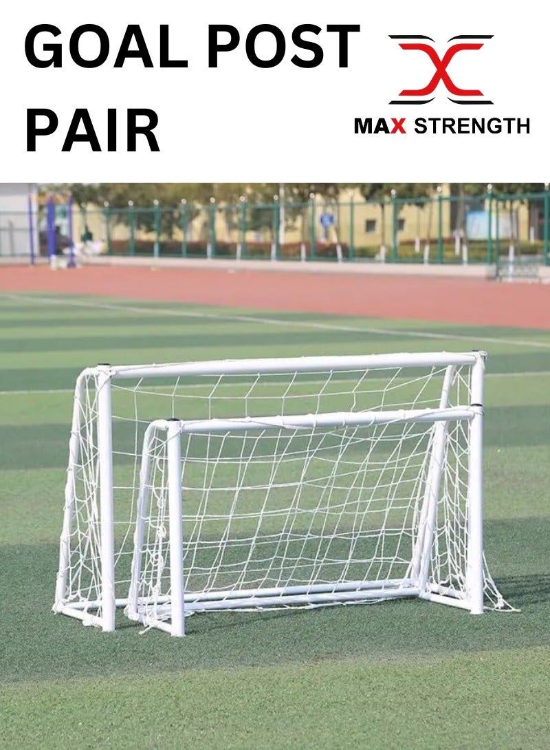 Max Strength Soccer Goal Post Football Goal With Metal Frame Steel Pipe Pillars and Net for Outdoor Football Training Children's Garden Football Training Goal with Net (Pair) (150cm x 200cm) - Image 1