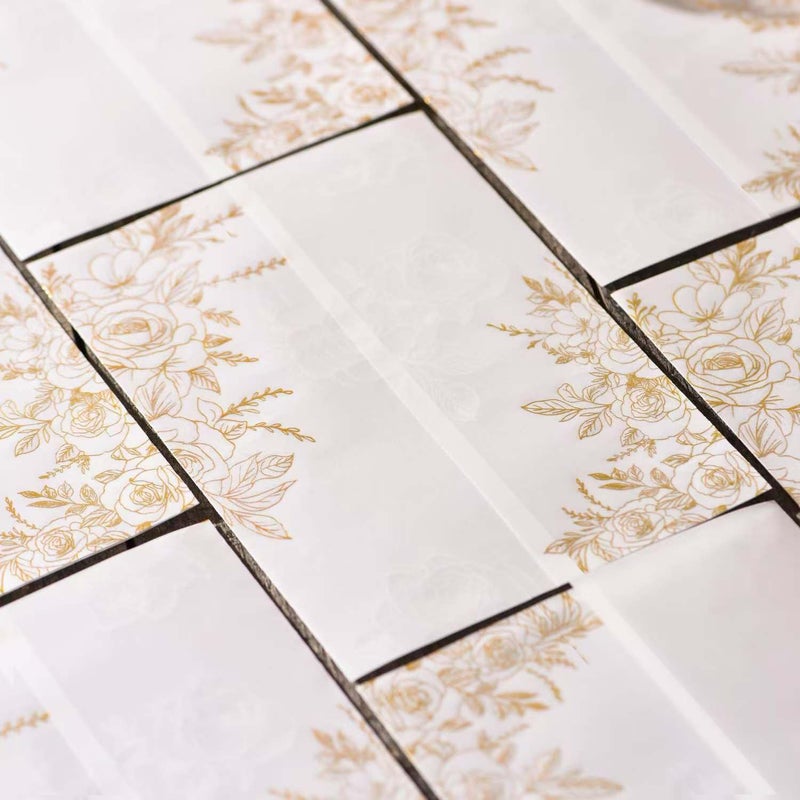 Puremigo 50 Pack Pre-Folded Vellum Jackets for 5x7 Invitations - Gold Foil Pattern - 115GSM Vellum Paper 5x7 Jackets - Vellum Wedding Invitations Wraps - Transparent Wedding Invitations Jacket - Image 4