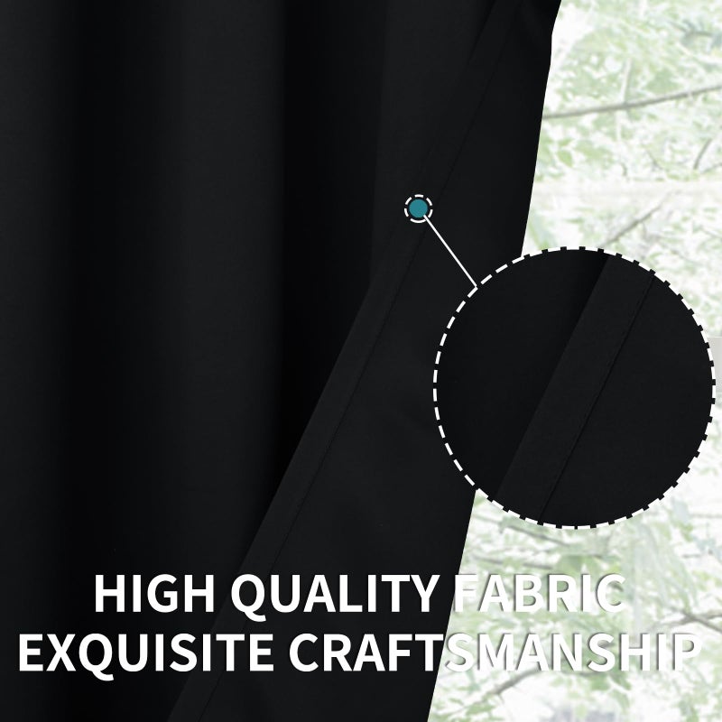 BGment Kitchen Curtain 45 Inch Length  Short Blackout Curtain for Small Window  Grommet Privacy Thermal Insulated Tier Room Darkening Drape for Bedroom  1 Panel  38 x 45 Inch  Black - Image 5