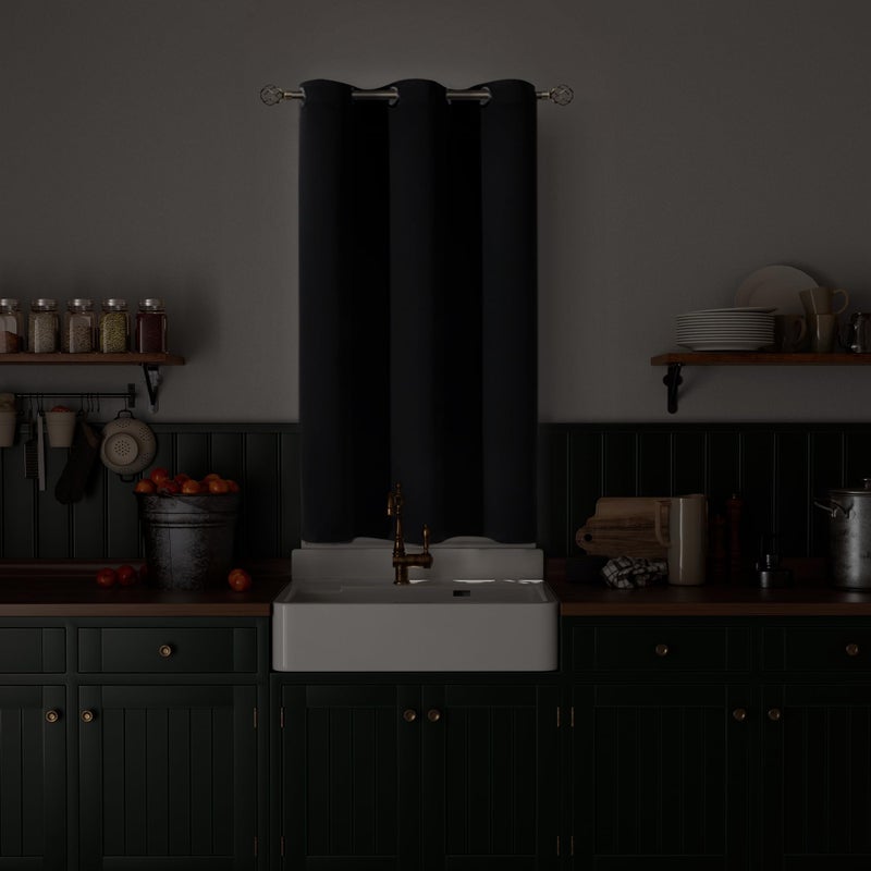 BGment Kitchen Curtain 45 Inch Length  Short Blackout Curtain for Small Window  Grommet Privacy Thermal Insulated Tier Room Darkening Drape for Bedroom  1 Panel  38 x 45 Inch  Black - Image 2