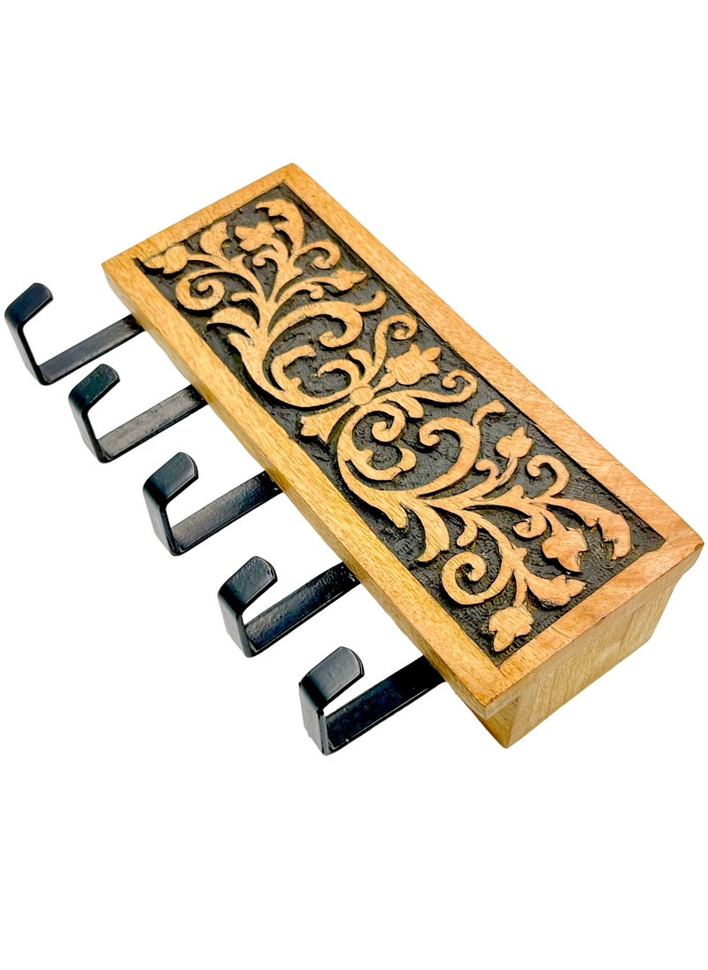 Souq DESIGNS - Clothes Hanger Rustic Wooden Design For Organizing Daily Accessories - Perfect Door Hook For Entryway And Hallway With Stylish Storage Solutions - Image 1