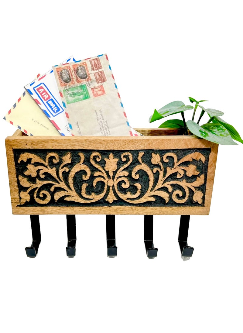 Souq DESIGNS - Clothes Hanger Rustic Wooden Design For Organizing Daily Accessories - Perfect Door Hook For Entryway And Hallway With Stylish Storage Solutions - Image 1
