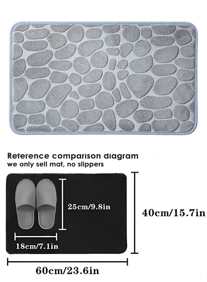 Reelyo Bathroom Mat Quick Dry Bath Rug, Soft & Absorbent Floor Matt, Rubber & PVC Backing Machine Washable Shower Rug, Bathmat Runner for Bathroom Home Decor Accessories（Grey 40*60cm） - Image 2