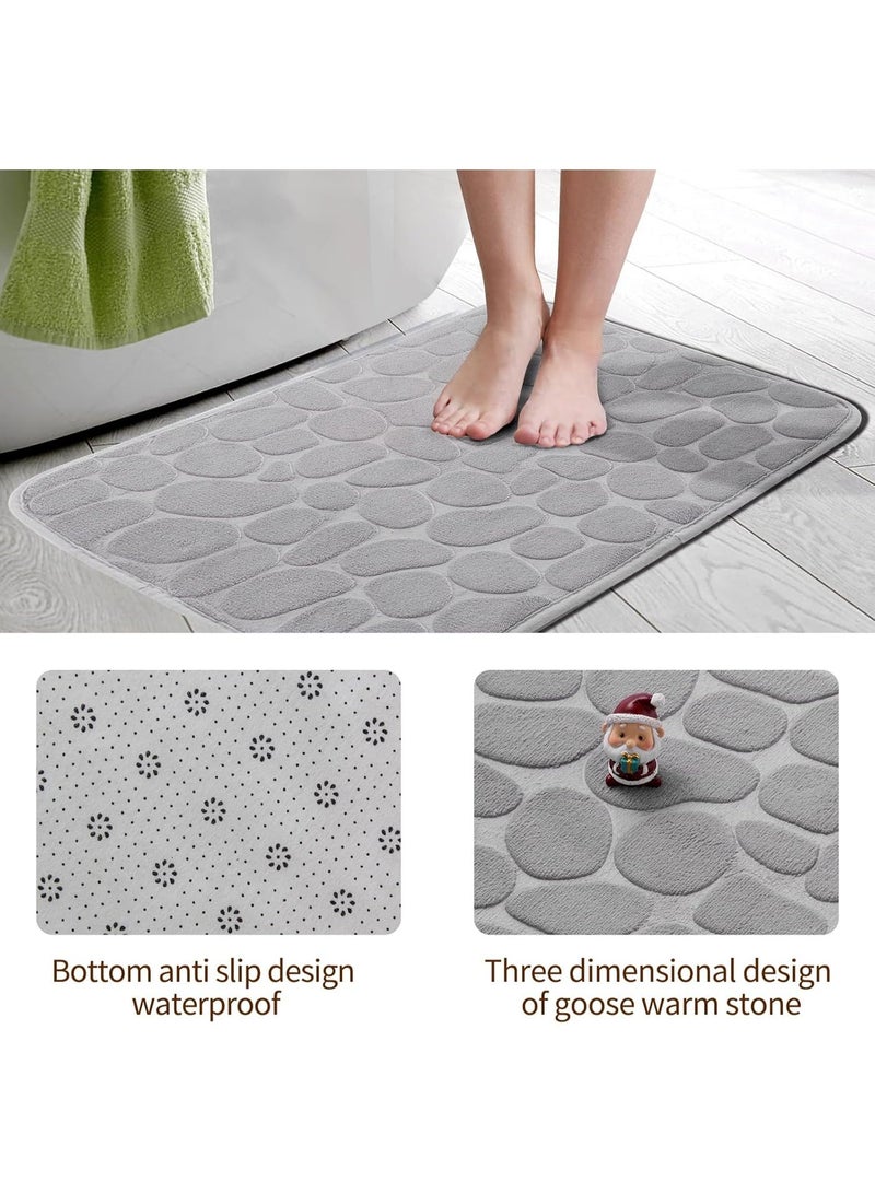 Reelyo Bathroom Mat Quick Dry Bath Rug, Soft & Absorbent Floor Matt, Rubber & PVC Backing Machine Washable Shower Rug, Bathmat Runner for Bathroom Home Decor Accessories（Grey 40*60cm） - Image 5