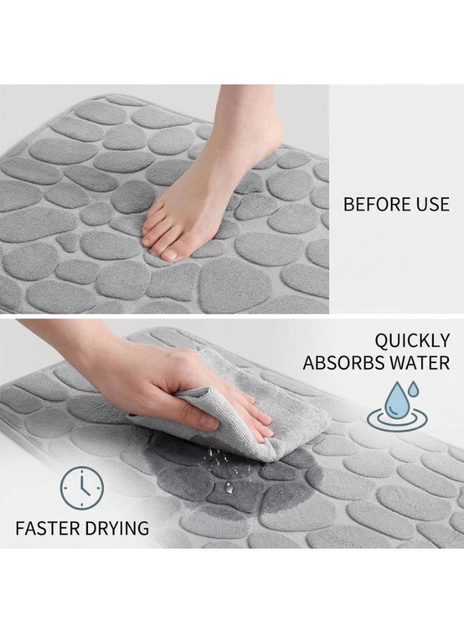 Reelyo Bathroom Mat Quick Dry Bath Rug, Soft & Absorbent Floor Matt, Rubber & PVC Backing Machine Washable Shower Rug, Bathmat Runner for Bathroom Home Decor Accessories（Grey 40*60cm） - Image 4