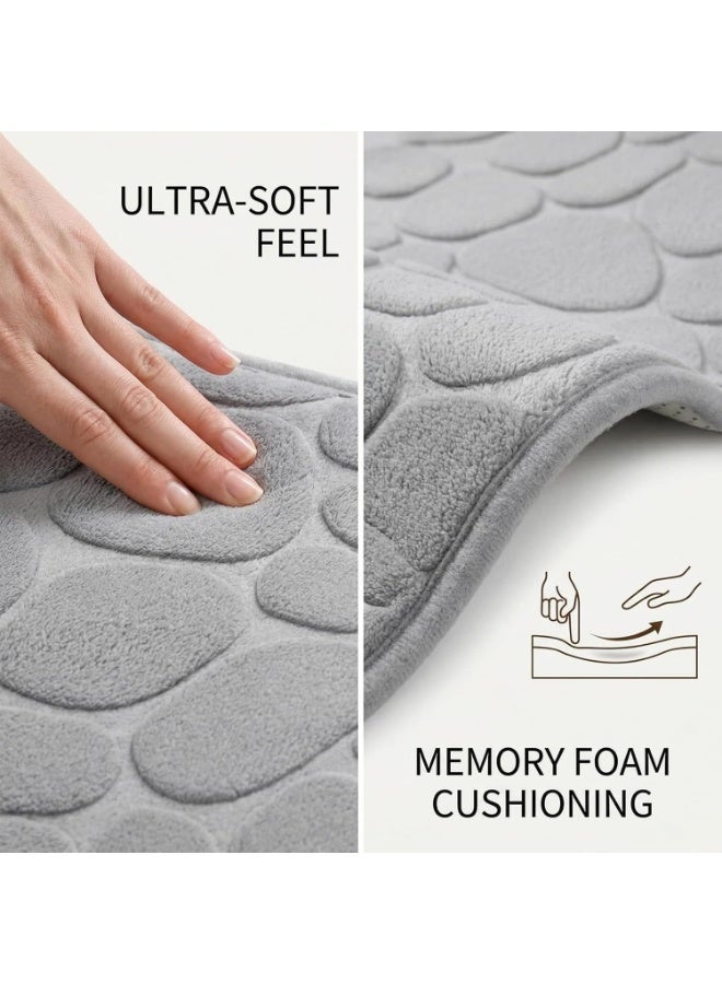Reelyo Bathroom Mat Quick Dry Bath Rug, Soft & Absorbent Floor Matt, Rubber & PVC Backing Machine Washable Shower Rug, Bathmat Runner for Bathroom Home Decor Accessories（Grey 40*60cm） - Image 3
