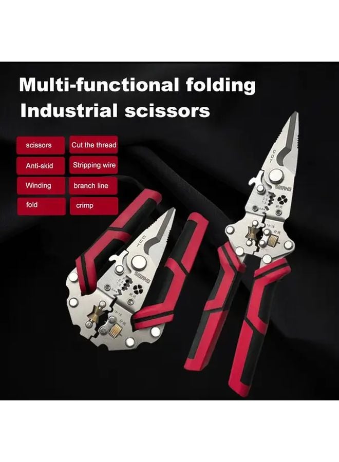 1PC مقص صناعي متعدد الوظائف ثقيل قاطع كابلات مزيل عزل الأسلاك قبضة العقص - Image 2