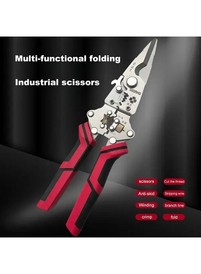 1PC مقص صناعي متعدد الوظائف ثقيل قاطع كابلات مزيل عزل الأسلاك قبضة العقص - Image 3