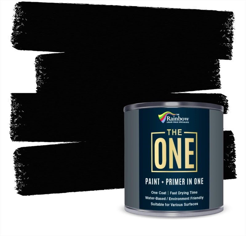 THE ONE Paint & Primer: Most Durable All-in-One Furniture Paint, Cabinet Paint, Front Door Paint, Wall Paint, Bathroom, Kitchen - Fast Drying Craft Paint Interior/Exterior (Black, Matte, 8.5oz) - Image 1