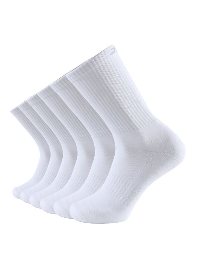 Pair Of 6 Solid Crew Socks White