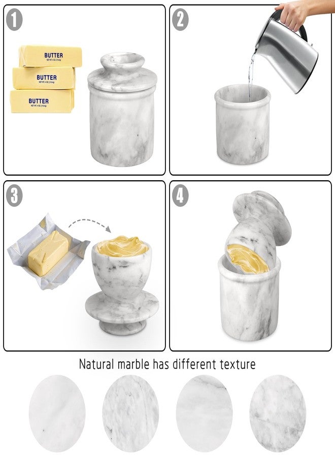 TABHOUKIT Butter Crock with Lid, Soft Spreadable Butter keeper, Marble French Butter Keeper to Leave On Counter, Butter Dish, Home and Kitchen Decor for Countertop (White Grey, Large) - Image 4