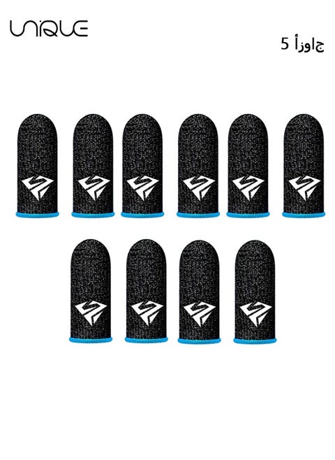 5 Pack Mobile Phone Gaming Finger Sleeves, Finger Sleeves Fit All Touchscreen Devices, 0.3mm Superconducting Nanofibers, Smooth Feel, Anti-Sweat, Extremely Thin, Blue Edge