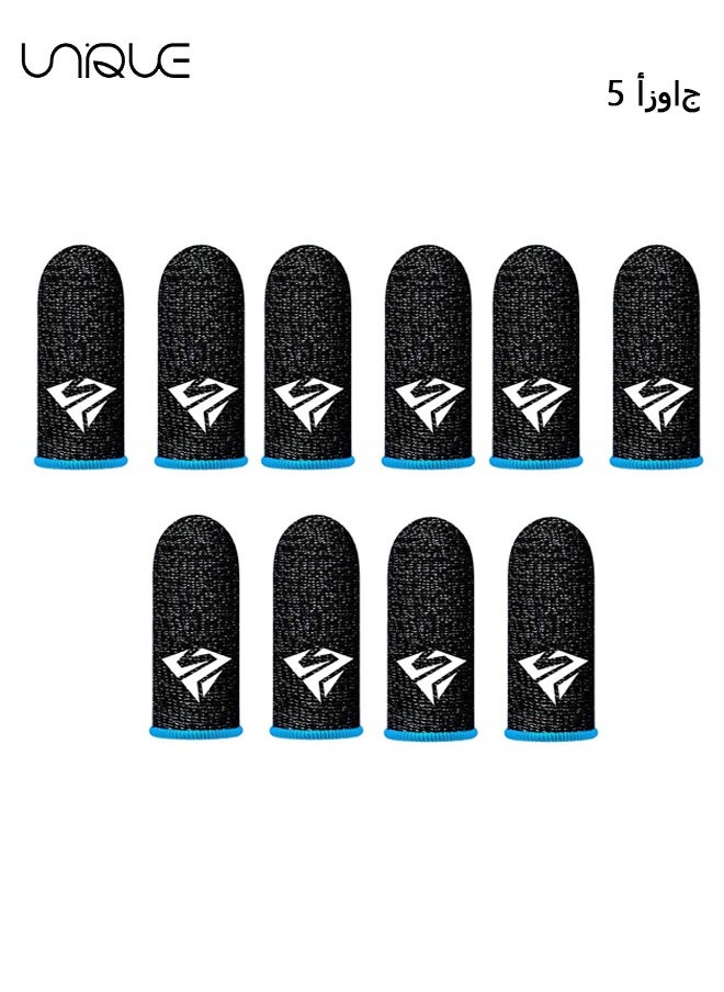 5 Pack Mobile Phone Gaming Finger Sleeves, Finger Sleeves Fit All Touchscreen Devices, 0.3mm Superconducting Nanofibers, Smooth Feel, Anti-Sweat, Extremely Thin, Blue Edge