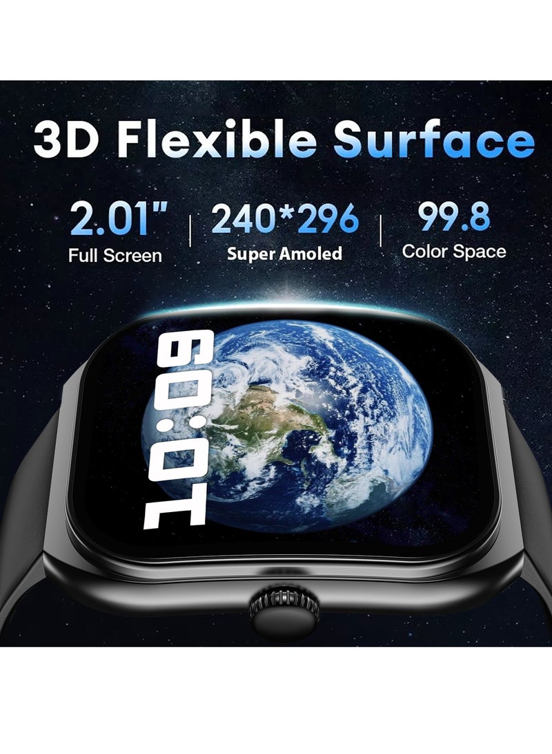 PEJE PEJE Smart Watch For Men,2.01" Curved Display,Bluetooth Calls,1ATM Waterproof,Monitors Spo2/Heart Rate/Sleep,123+ Sports Modes,Prayer Alerts & Arabic Support,350mah Battery,Ios/Android. - Image 2
