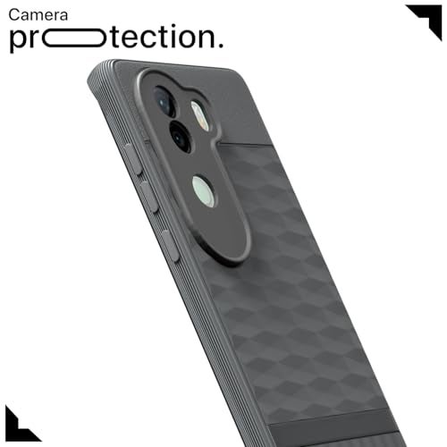Pikkme Back Cover for Vivo V40e / iQOO Z9s 5G Camera Protection 3D Hexa Cube Design Silicone Protective Bumper Case (Grey) - Image 5