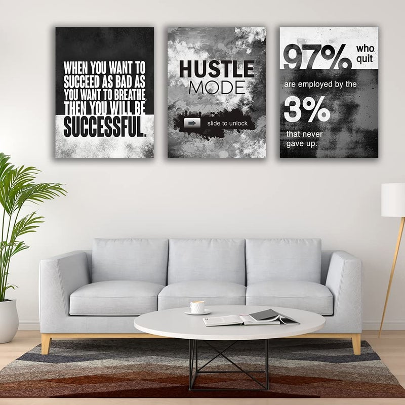Yetaryy Motivational Painting Wall Art 3 Pieces Canvas Print Success Wall Art for Home Office Living Room Leader Canvas Quotes Inspirational Positive Poster Framed Motivation Artwork [36''Wx 16''H] - Image 5