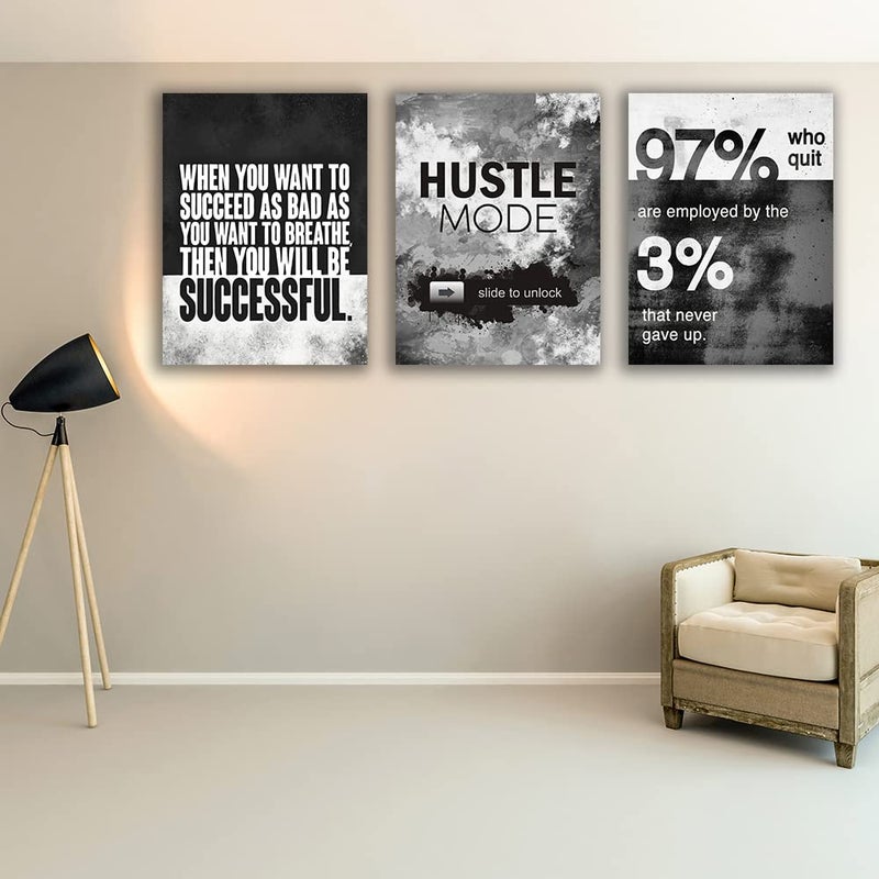 Yetaryy Motivational Painting Wall Art 3 Pieces Canvas Print Success Wall Art for Home Office Living Room Leader Canvas Quotes Inspirational Positive Poster Framed Motivation Artwork [36''Wx 16''H] - Image 4