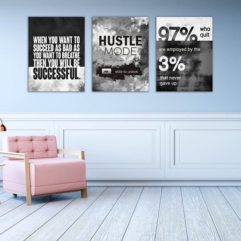 Yetaryy Motivational Painting Wall Art 3 Pieces Canvas Print Success Wall Art for Home Office Living Room Leader Canvas Quotes Inspirational Positive Poster Framed Motivation Artwork [36''Wx 16''H] - Image 3