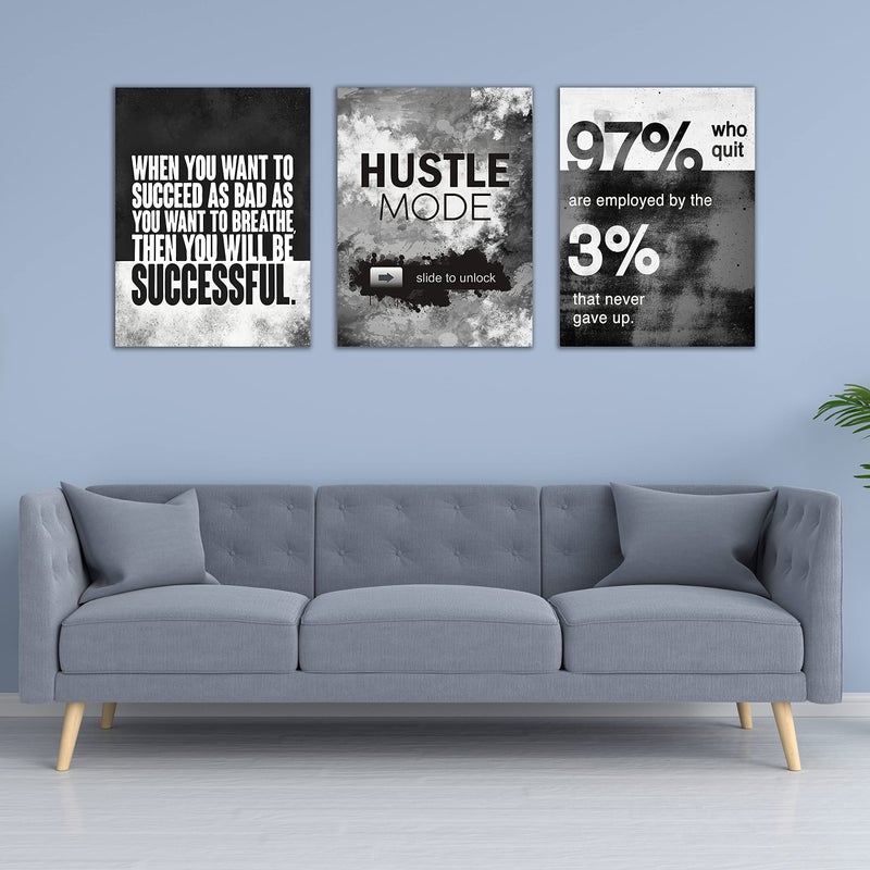 Yetaryy Motivational Painting Wall Art 3 Pieces Canvas Print Success Wall Art for Home Office Living Room Leader Canvas Quotes Inspirational Positive Poster Framed Motivation Artwork [36''Wx 16''H] - Image 2