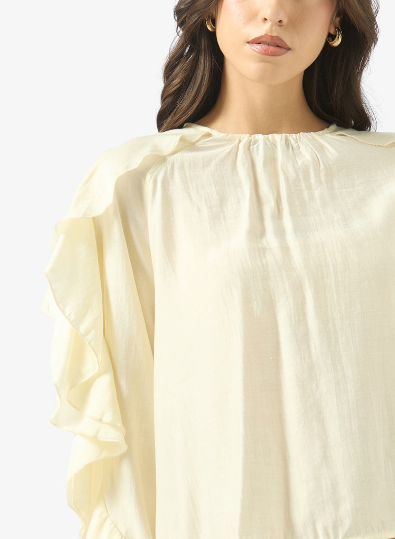 جينجر بلوزة بكشكش وربطة عنق - Image 3