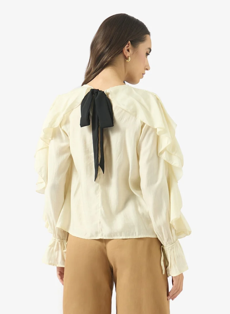 Ginger Ruffle Detail Blouse with Bow Tie