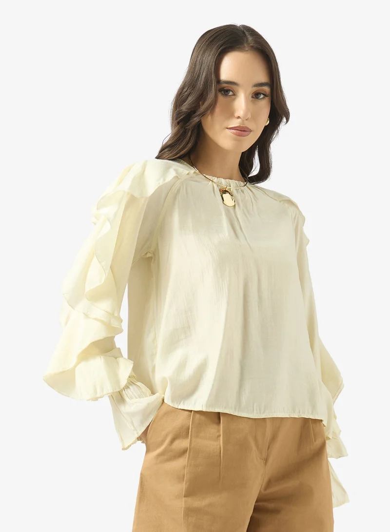 Ginger Ruffle Detail Blouse with Bow Tie