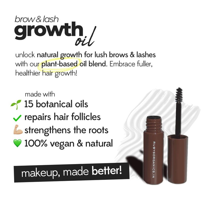 Ruby's Organics Rubys Organics Eyelash Eyebrow Growth Oil for Overnight Use Organic Natural Infused with Rosemary Bhringraj Castor Oil Nourishes Promotes Hair Growth Repairs Hair Follicles CrueltyFree 6ml - Image 3