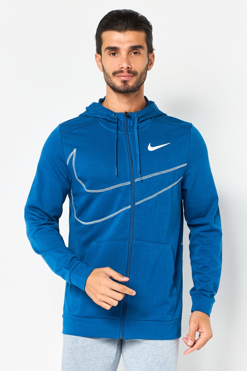 Nike هودي تدريب بأكمام طويلة للرجال بتقنية دري فيت، أزرق - Image 1