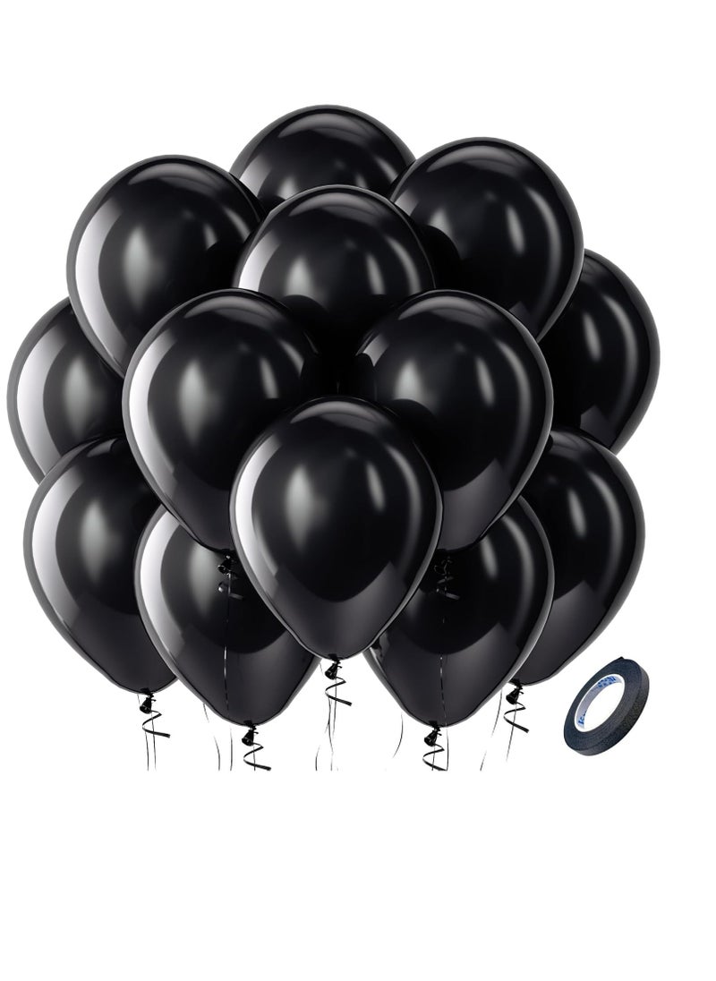 MIXDE Black Balloons Latex Party Balloons - 100 Pack 12 inch Round Helium Balloons for Black Themed Wedding Graduation Anniversary Birthday Party Decorations, Party Supplies  - Image 1
